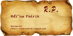Róna Patrik névjegykártya