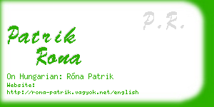 patrik rona business card